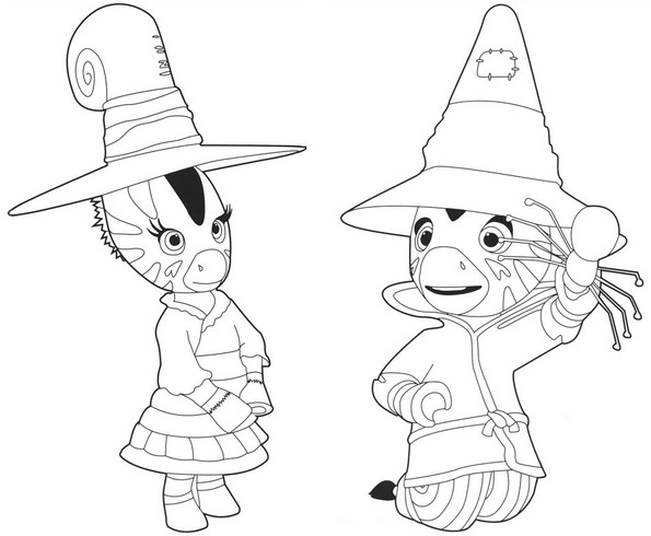 coloriage zou et elzee a halloween